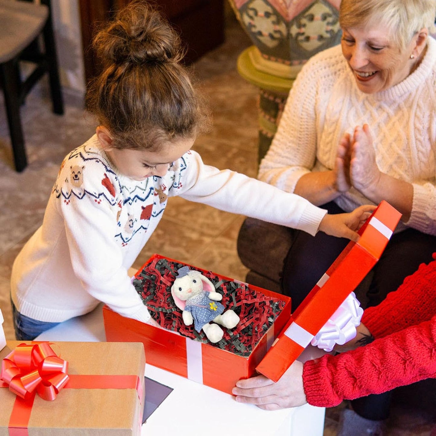 Zankubom 1 LB Crinkle Cut Paper Shred Filler Great for Gift Wrapping, Basket Fillers, Birthday, Gift Wrapping, Fiesta Stranger, Halloween Christmas Party Decor Filling Supplies Black Red