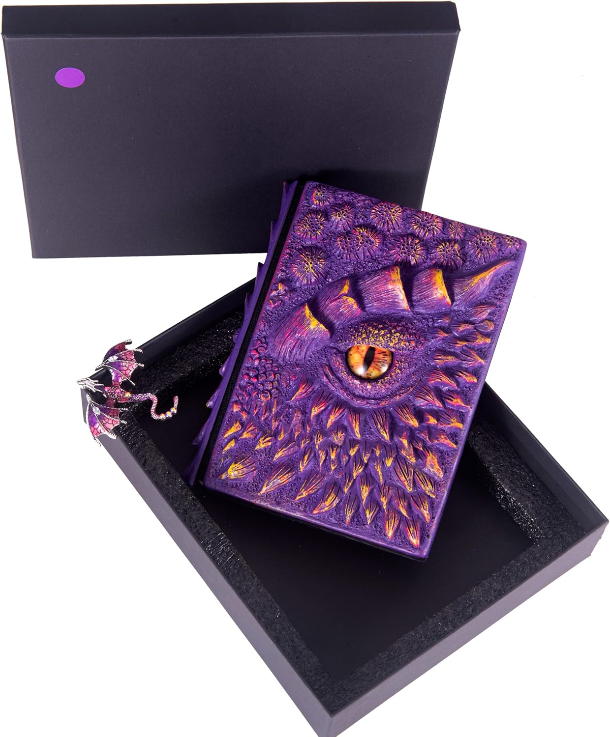 3D Dragon Eye Embossed Journal,Resin Engraving Notebook,Dnd notebook for Dragon Lovers ，Blank Paper,Hardcover Travel Notepad for Writing,Sketchbook,Collection,Gift,Decoration A4 and A5 Size (A5-Purple
