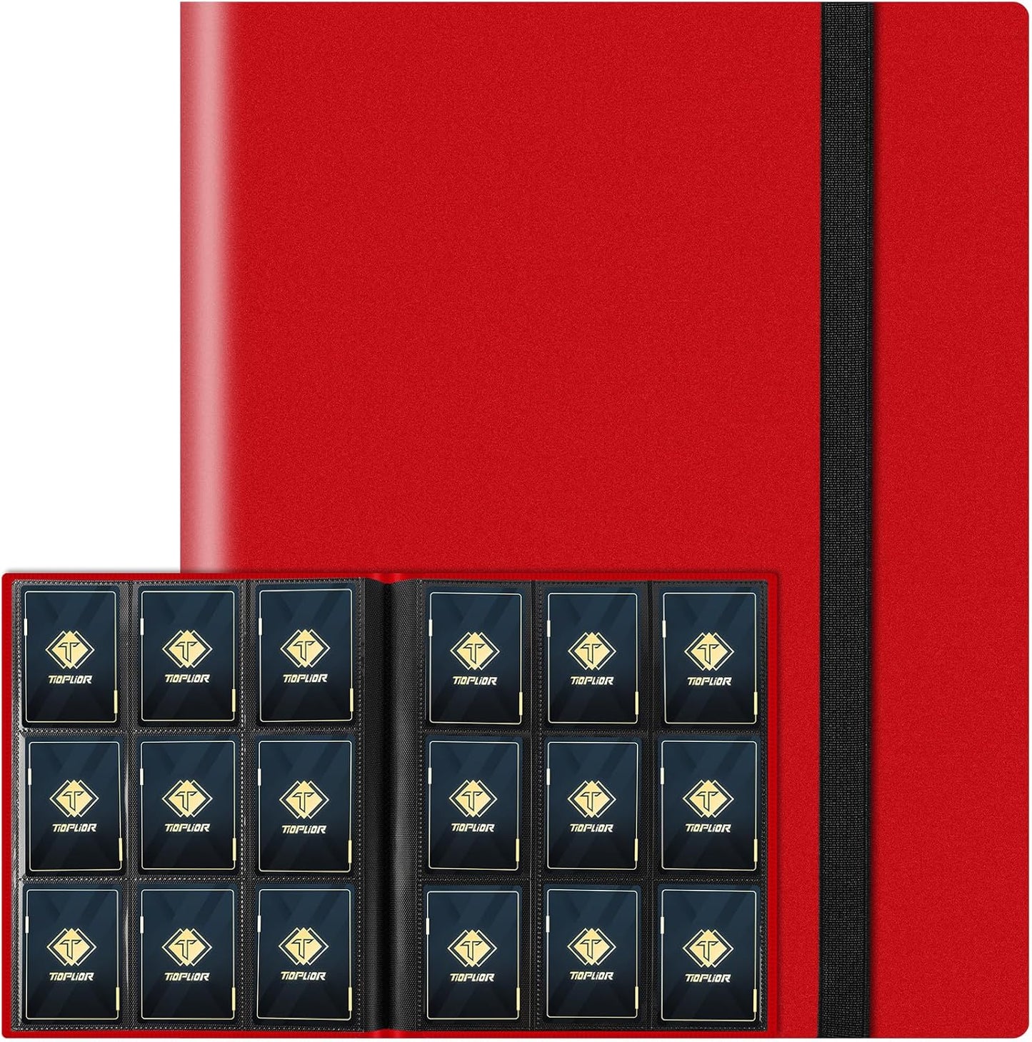 Trading Card Binder 9 Pocket, 360 Pockets Collectible Trading Card Album, Sports Card Binder for Standard Cards, Side Loading Card Folder for MTG Sports Baseball TCG Football Basketball Cards Red