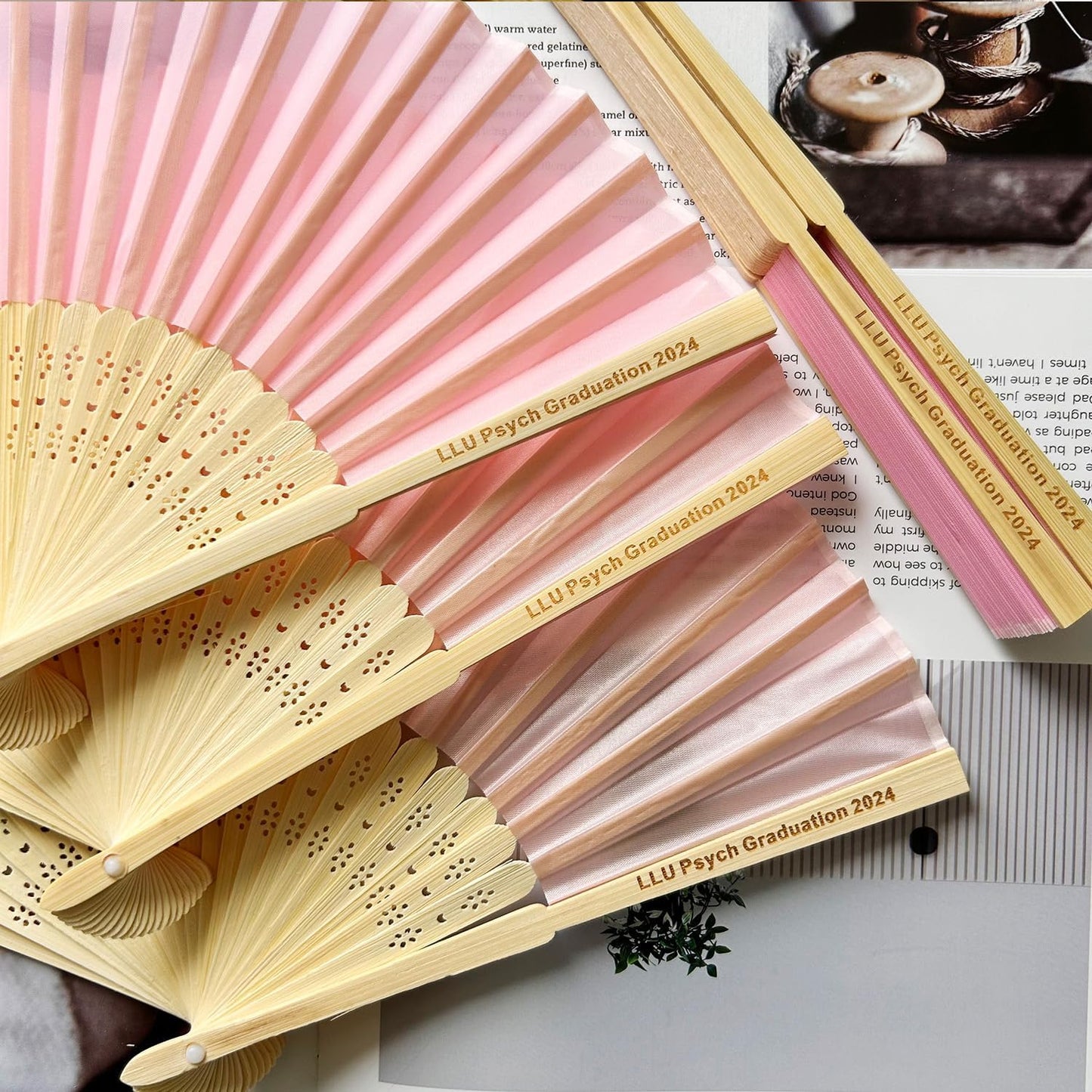 15 Sets Personalized Pink Hand Fans, Custom Engraved Folding Fans for Wedding Guests, Bamboo Folded Handheld Fan Wedding Fan Bridal Dancing Props Party Favors Bridal Shower Gifts