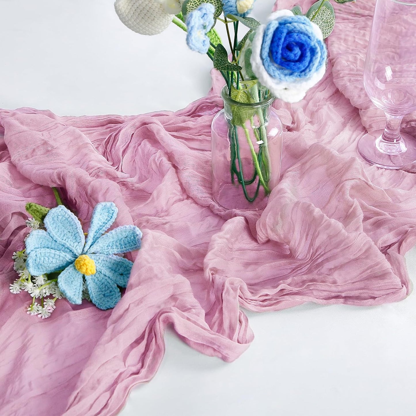 6-Pack Pink Cheesecloth Table Runners – 10FT (35x120 Inch) Boho Rustic Gauze Fabric Cheese Cloth Table Runner for Weddings, Baby Showers, Bridal Shower, Farmhouse & Birthday Party Decor