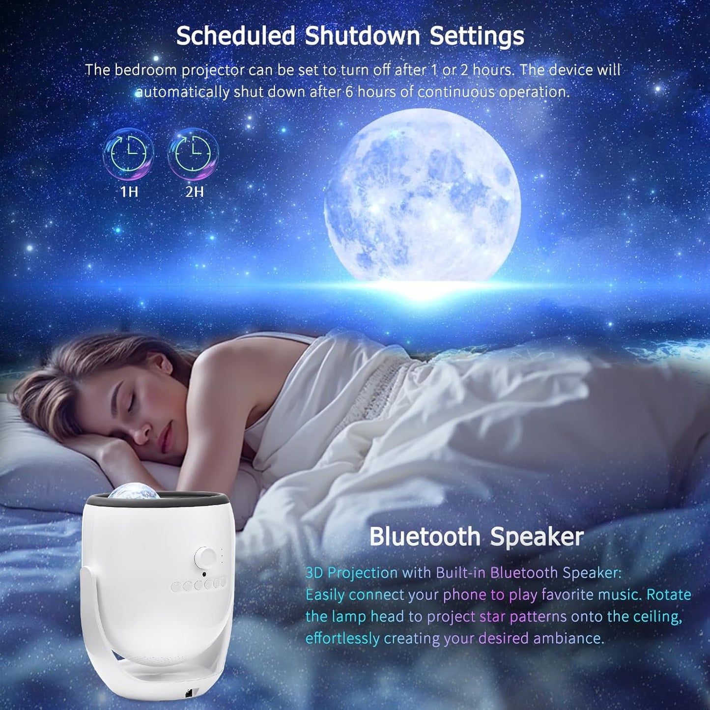 3D Galaxy Projector Night Light Projector with Bluetooth Speaker, Featuring 90 Patterns of 3D Star and Aurora Projection, Birthdays, Christmas, Valentine's Day