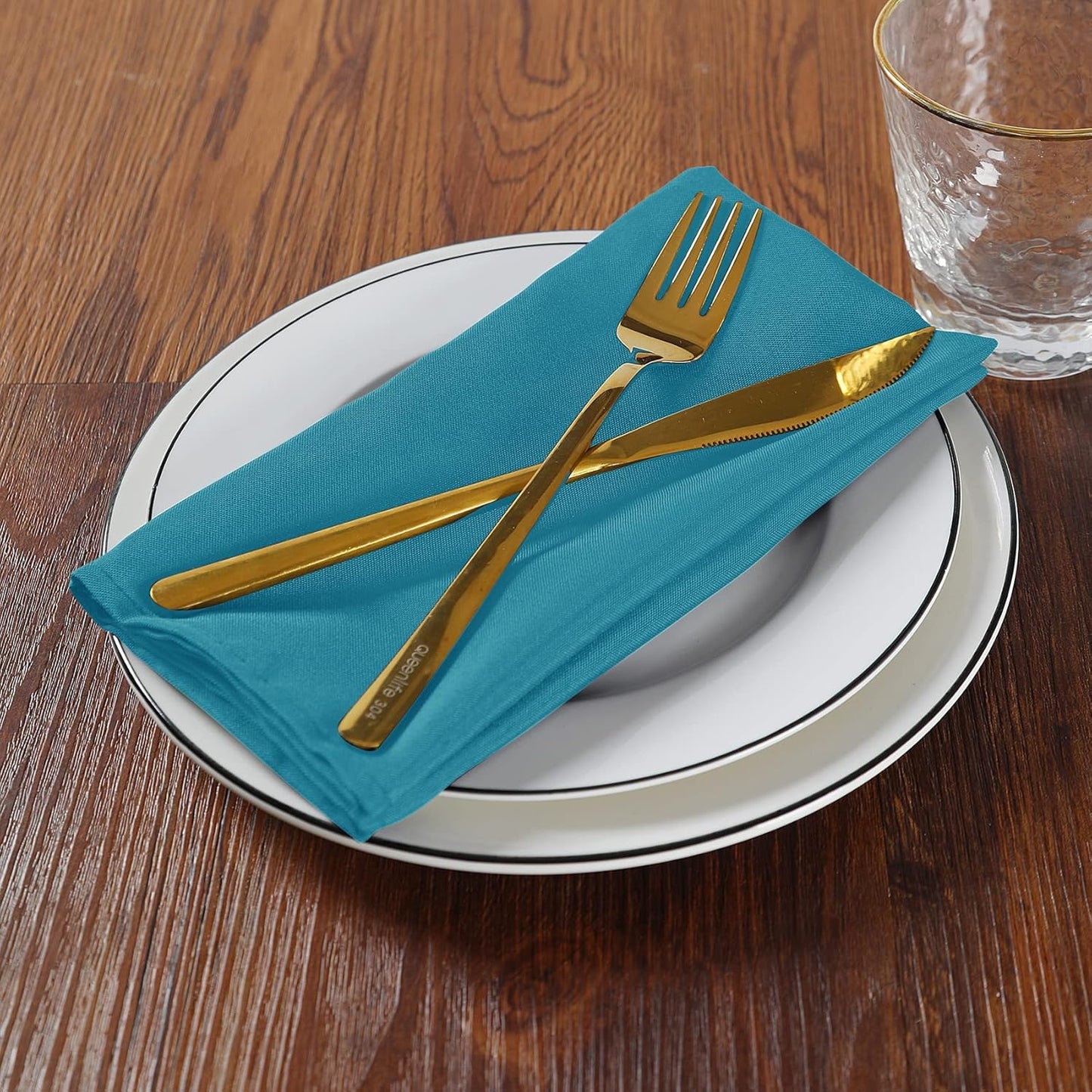 Cloth Napkins 20x20 inch Washable Polyester Dinner Napkins Soft Table Napkins for Wedding Party Dining Banquet(Caribbean Blue,12PCS)