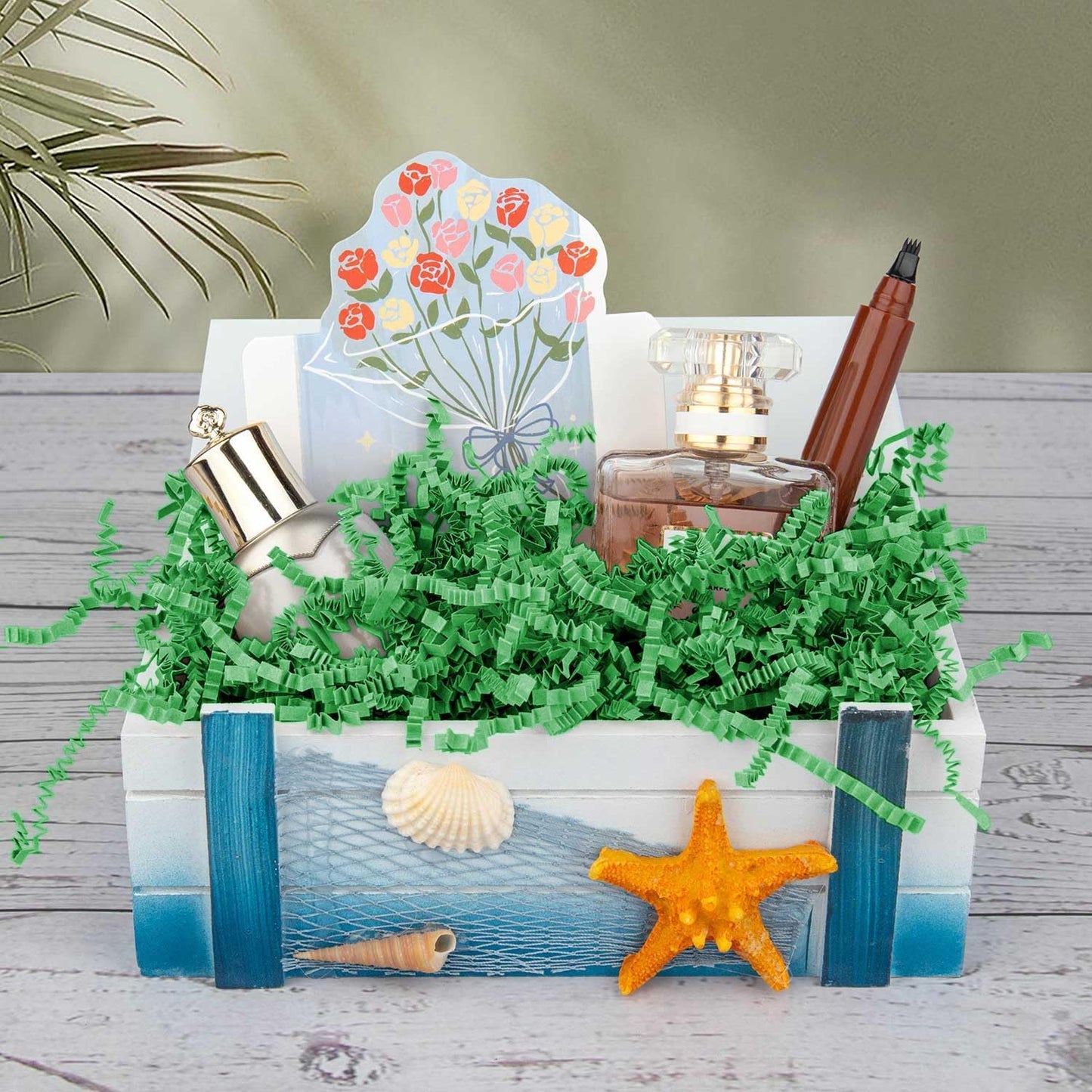 8.5oz Crinkle Paper Filler, Gift Baskets Gift Boxes Crafts Shredded Cut Paper Packaging Decorative Stuffing & Cushioning Confetti for Easter Birthday Wedding Party Favor Green