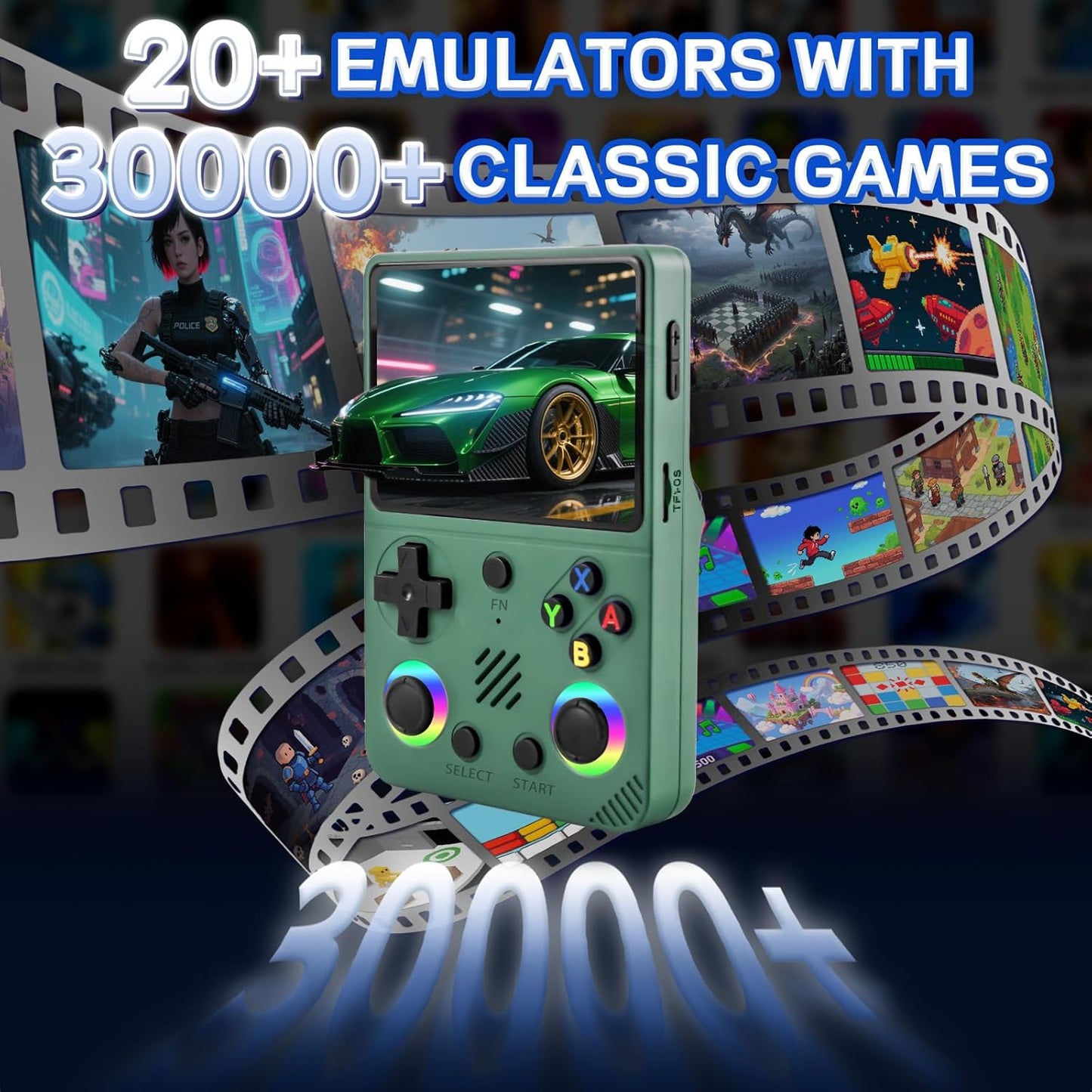 RG36 PRO Retro Handheld Game Console - Support 30000+ Classic Games,3.5-Inch Screen,3000mAh Battery,Linux OS, Portable Game Console for Travel - Birthday Gift for Teens,Boy Friends(Green)