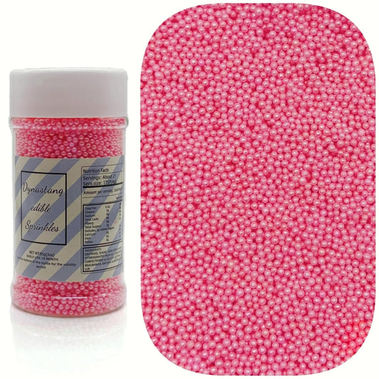 Dynastang 2mm Dark Pink Pearls Sprinkles Edible Pearls Cake Decorating Stars Cake Decorations Cupcake Toppers Cookie Decorating Perfect for Cakes, Cupcakes, Desserts Toppings 3OZ