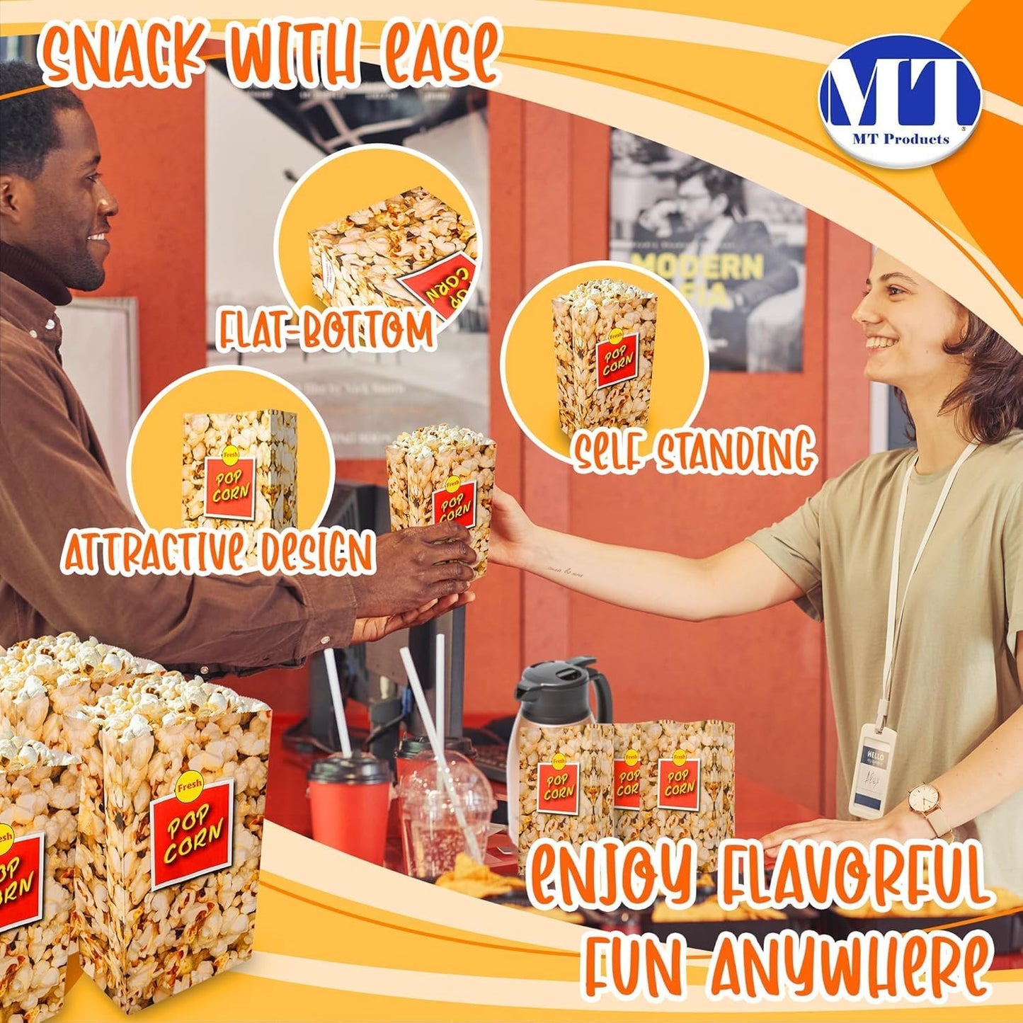 MT Products Small Popcorn Bags 1.5 oz. - Popcorn Holders for Party - Pack of 2000