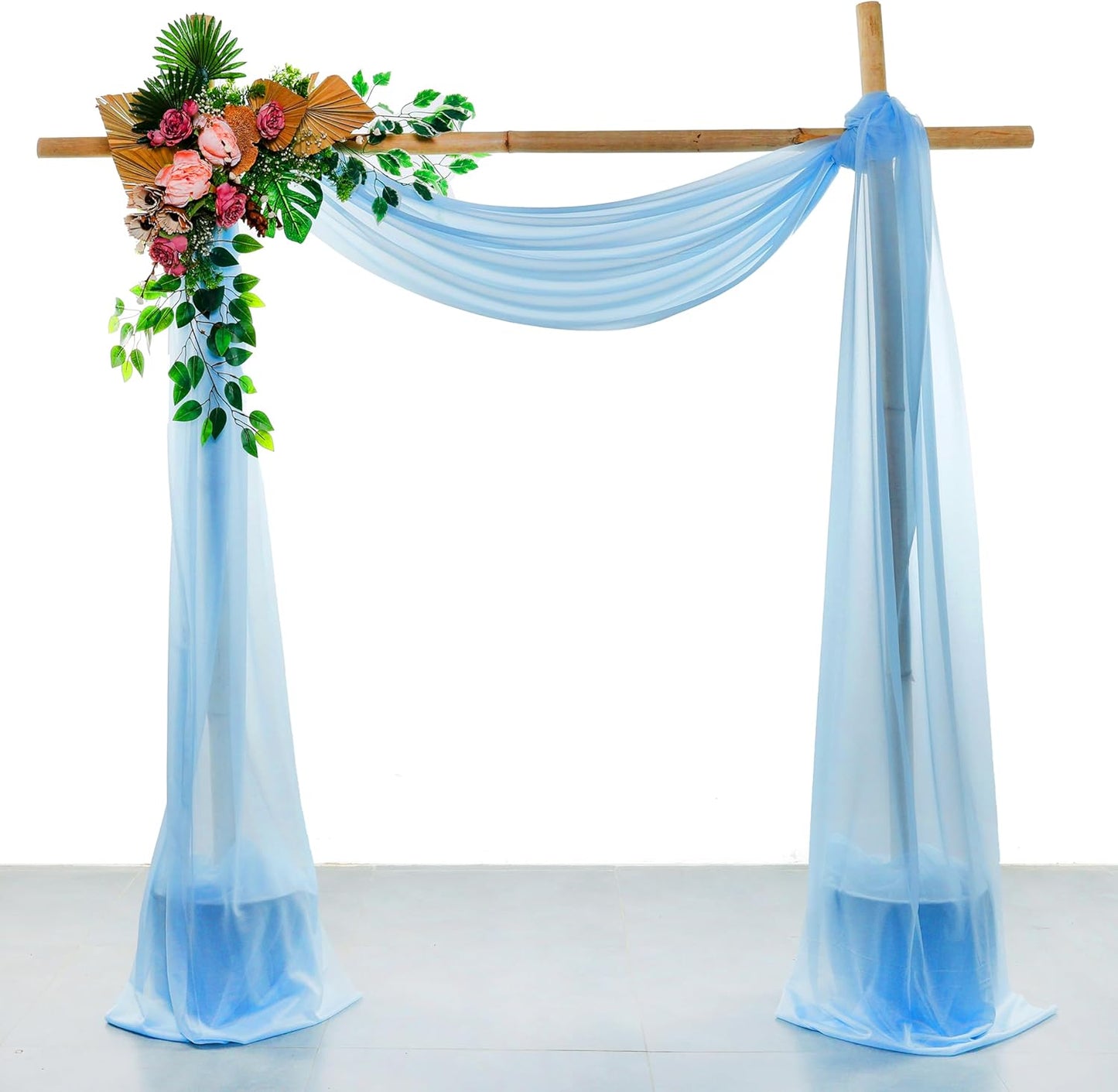 VDS Pack of 2 Panel (30 Inch X 50 Feet) Wedding Arch Draping Fabric Sheer Chiffon Fabric Drapery for Wedding Ceremony Reception Swag Backdrop Canopy Chuppah ARBO Altars Decoration (Turquoise)