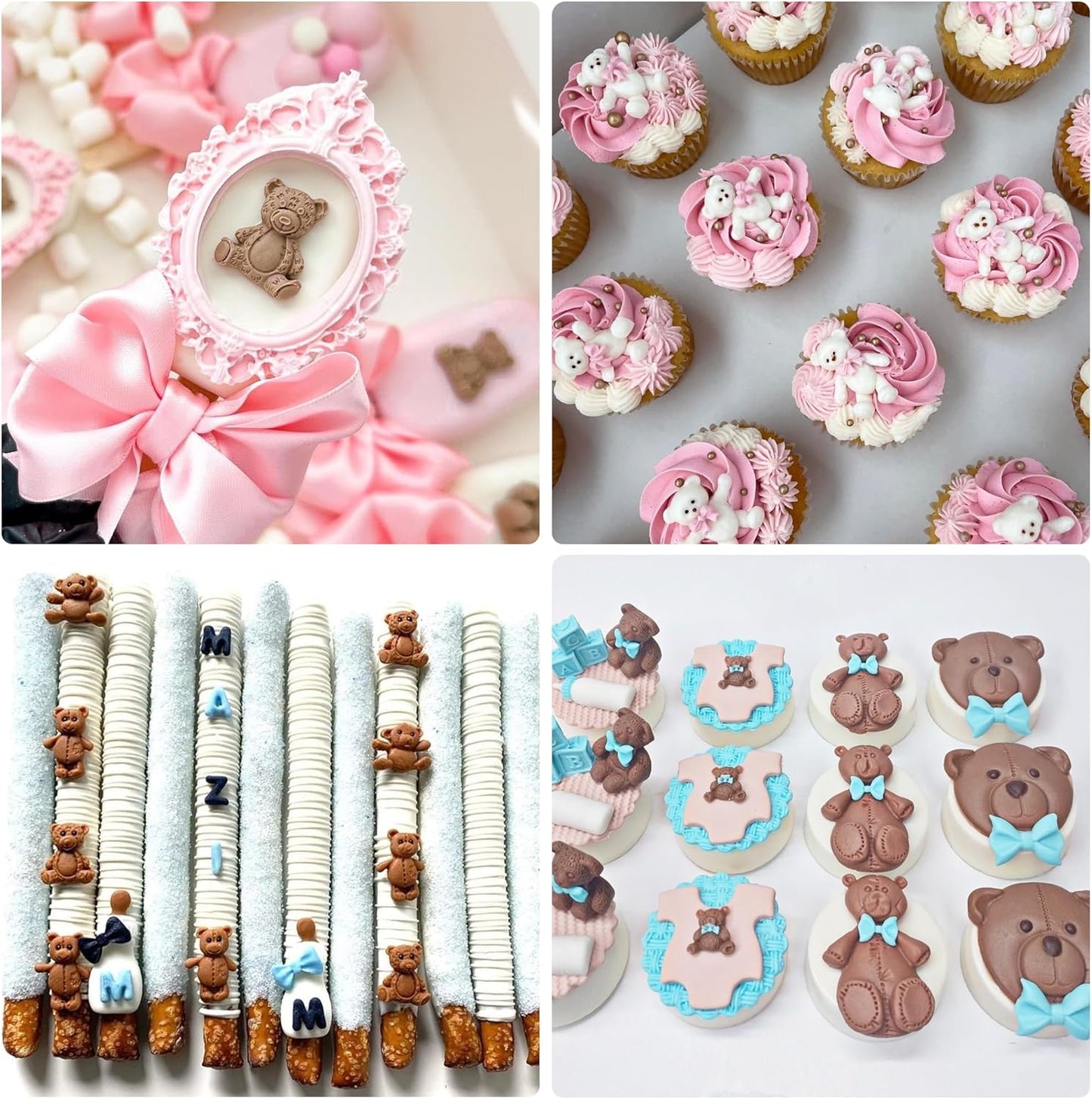 Bear Silicone Molds, AIMEIKI 5 Pcs 3D Bear Silicone Fondant Molds for Chocolate Decorating Cake Candy Gum Paste Polymer Clay Crafting Projects