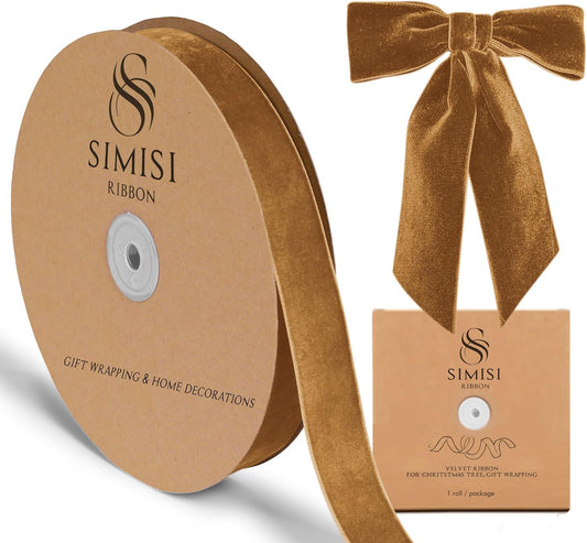 Copper Velvet Ribbon 1'' 25 Yards for Christmas Tree, Gift Wrapping, Flower Bouquet, Wreath Decorations, Bow Making