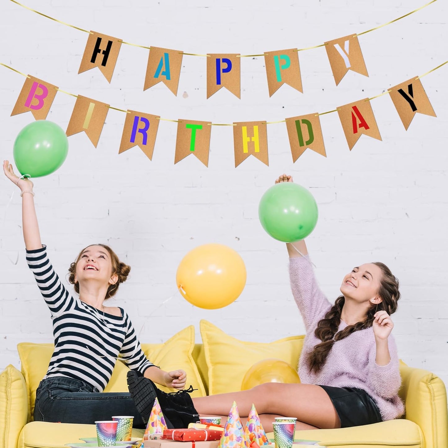 15 PCS Custom Banner Set DIY Blank Flags with Letter Stencil Markers Ribbon Personalized Painting Banner for Party Birthday