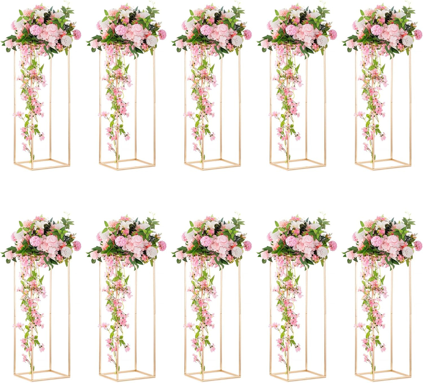 Gold Flower Stand for Table: 31.5” Tall Centerpiece Stand for Wedding Table Reception Floral Center Pieces with Home Decoration Party Event 10 PCS