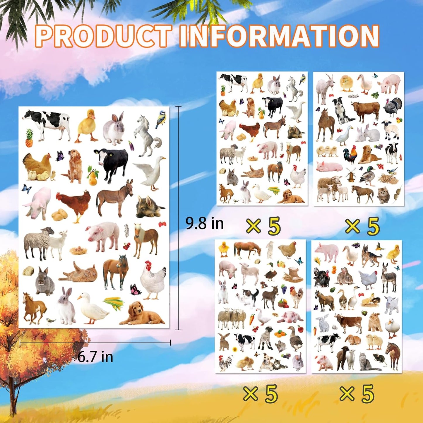 Farm Animals Stickers 720 Count Farm Animal Barnyard Cow Sheep Chicken Stickers Party Favors Gifts Sticky Decor for Scrapbook Calendar Planner Gift Wrap Decor
