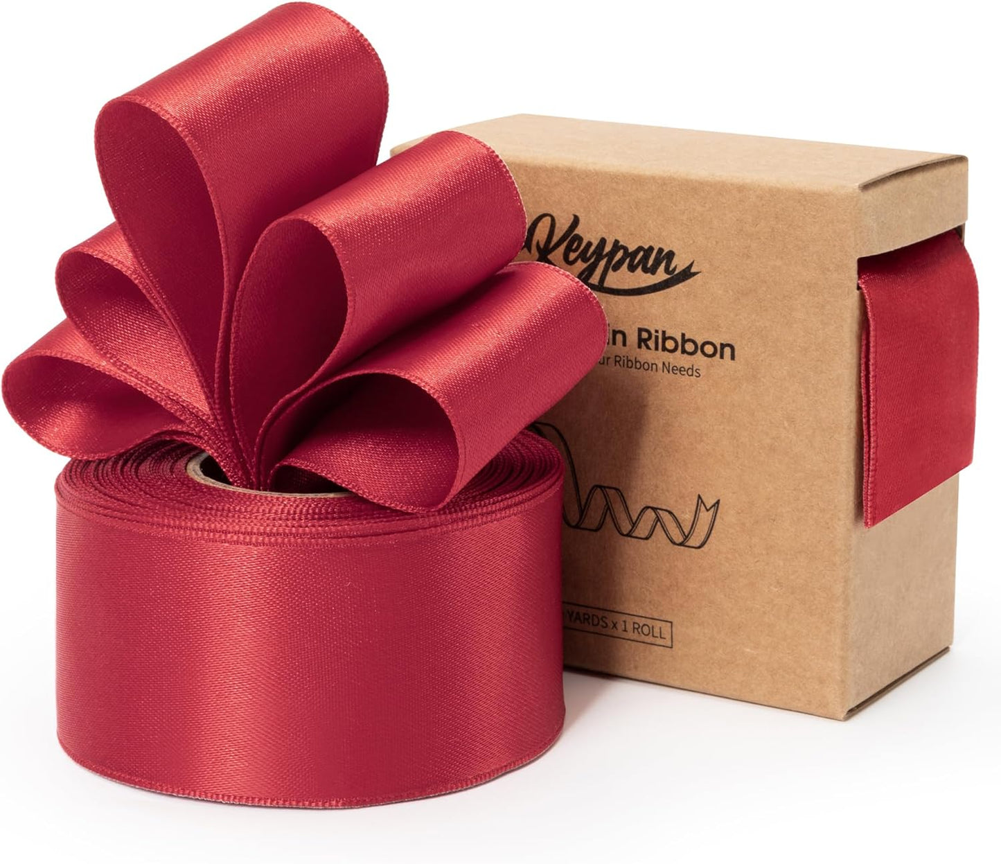 Red Satin Ribbon Double-Faced Wired Ribbons for Gift Wrapping Flower Bouquet Bows Wedding Invitation Christmas Decor Crafts 1-1/2 Inch 10 Yards