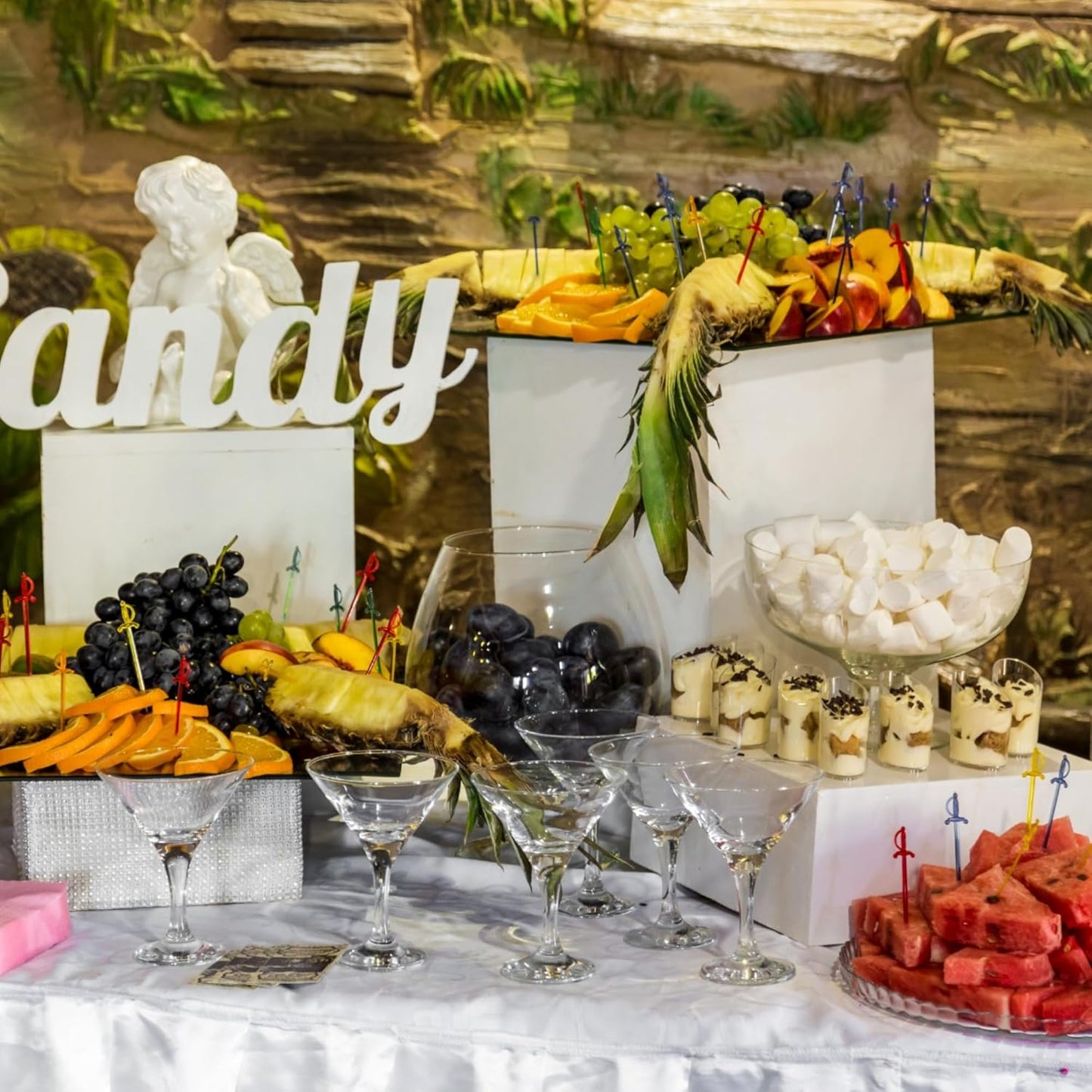 Leinuosen 7 Pcs Large Buffet Risers Set 6" to 12" Acrylic Display Box Catering Dessert Table Riser Food Display Decorative Stand with Hollow Bottom for Catering Supplies(White, Square)