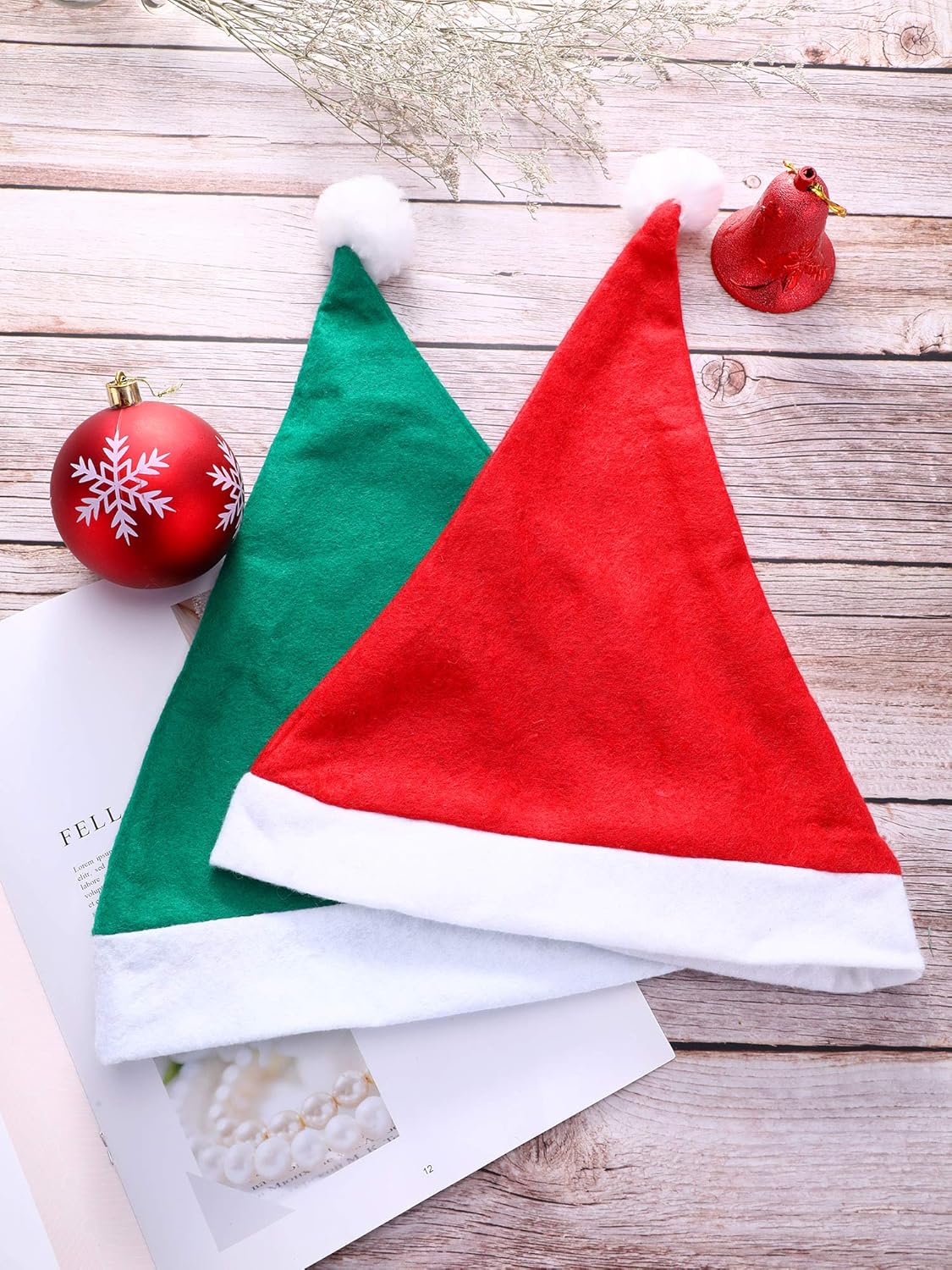 SATINIOR 12 Pieces Santa Hats Christmas Non Woven Fabric Hat for Holidays Xmas Party Supplies
