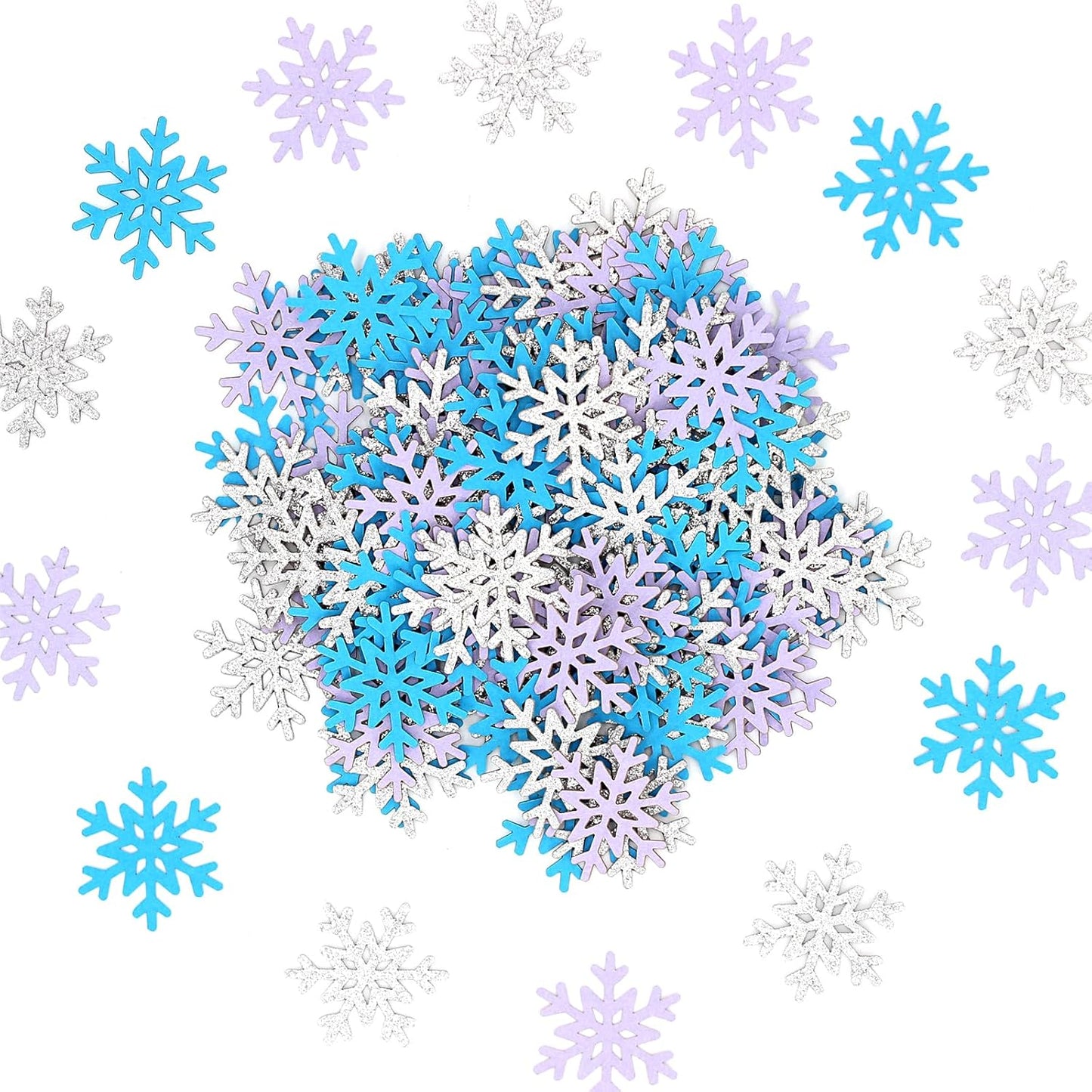 200PC Winter Wonderland Birthday Decorations Silver Blue Purple Snowflake Confetti Christmas Holiday Baby Shower Party Table Decoration Supplies