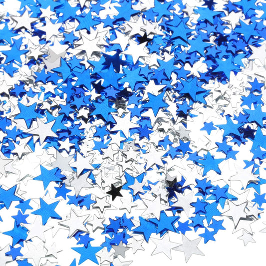 Hestya 60g Star Confetti Glitter Table Confetti Metallic Foil Stars for Party Wedding Festival Decorations(Blue Silver,10mm and 6mm)