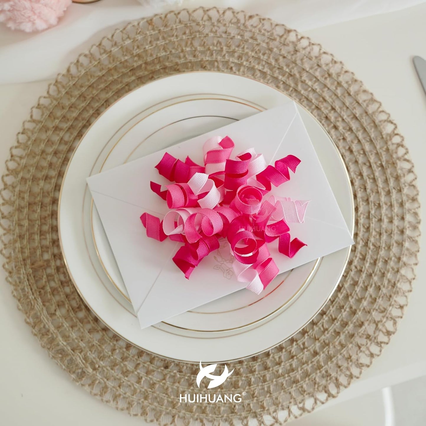 HUIHUANG Pink Bows for Gift Wrapping Self Adhesive Curly Gift Bows Fushcia/Pink/Hot Pink Bows for Presents, Birthday, Wedding Baby Shower Party Favors, Treat Bags- 6 Counts