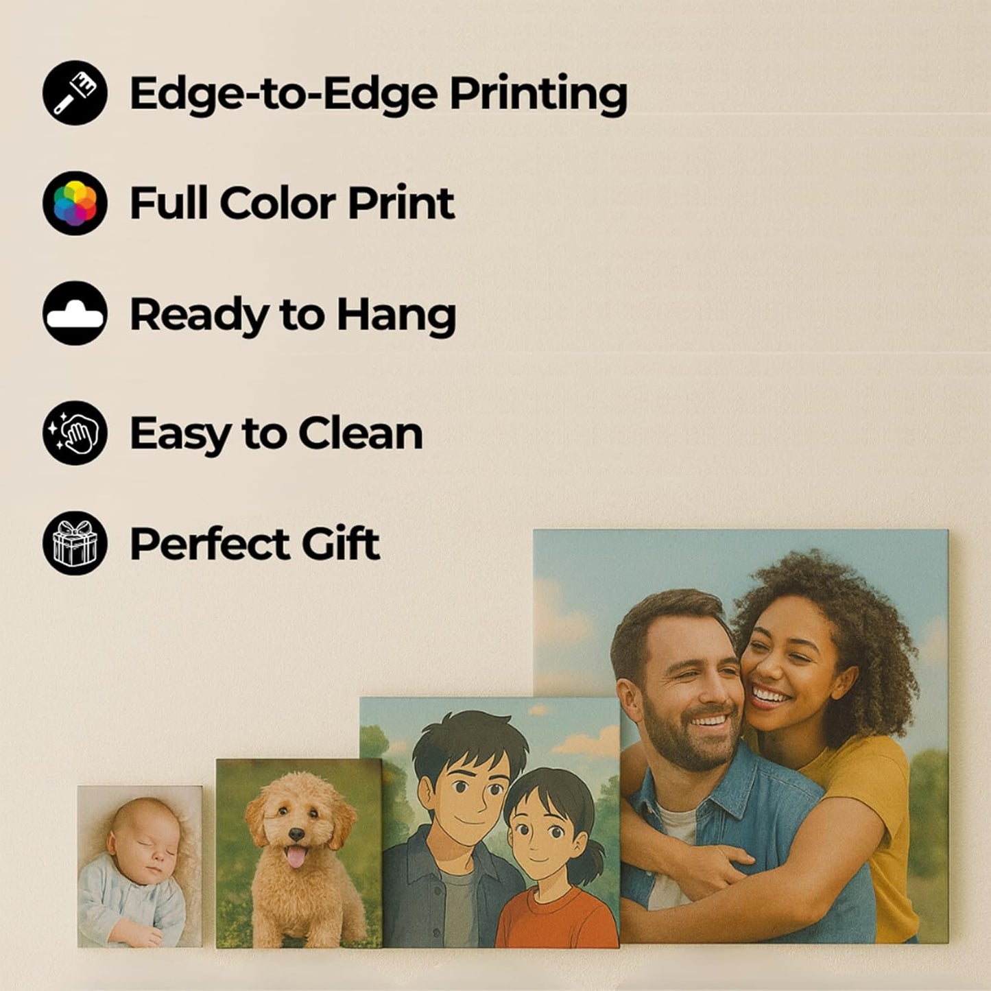 DreamController Custom Wall Canvas Poster Wall Art Decor Set of 1 I Personalized Photo to Canvas Print Banner for Bedroom, Livingroom, Kitchen & Office | Made in USA | Fast delivery | HD Print