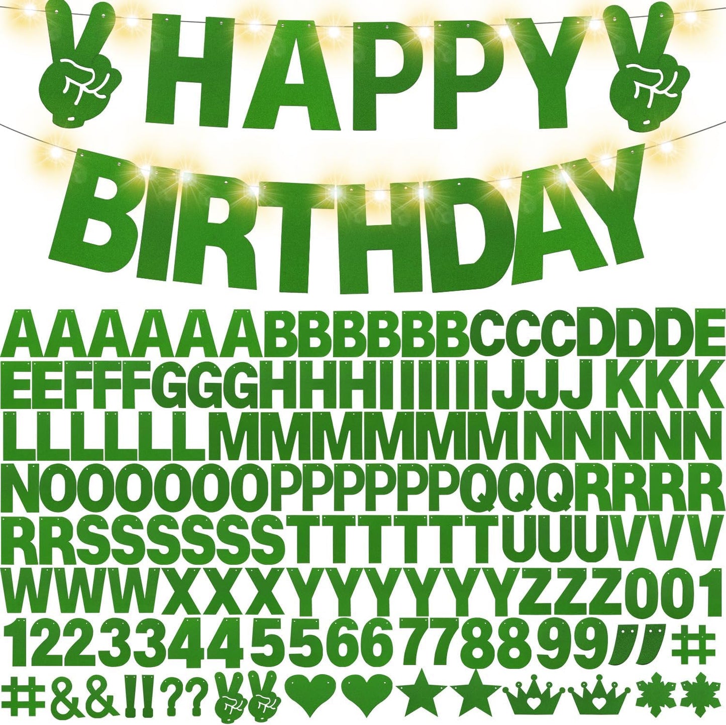 167Pcs DIY Glitter Customizable Banner Kit Custom Banner DIY Happy Birthday Letter Banners Personalized Banners Decor for Christmas St.Patrick's Day Birthday Party Decorations Supplies(Glitter Green)