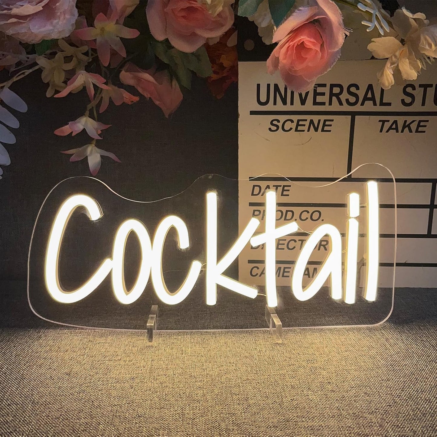 Cocktails Table Neon Sign Desk Lamp Led Beer Bar Neon Lights for Wall Decor Man Cave Club Bedroom Hotel Pub Home Bar Sign Shop Bedroom Home Room Decor Christmas Party Warm White USB Powered 30×13.8 CM