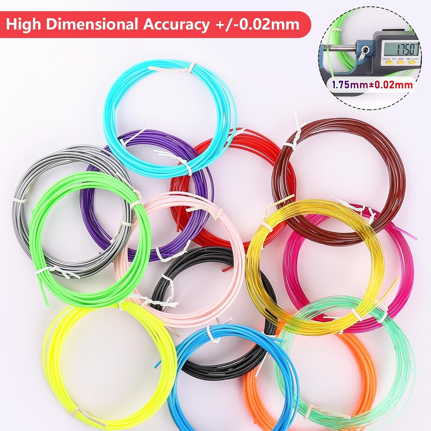 22 Colors 3D Pen Filament 1.75mm PLA, Each Color 10 Feet, Total 220 Feet 3D Pen Filament Refills 3D Printing Pen Refills with High-Precision Diameter Not Compatible with 3Doodler Pen