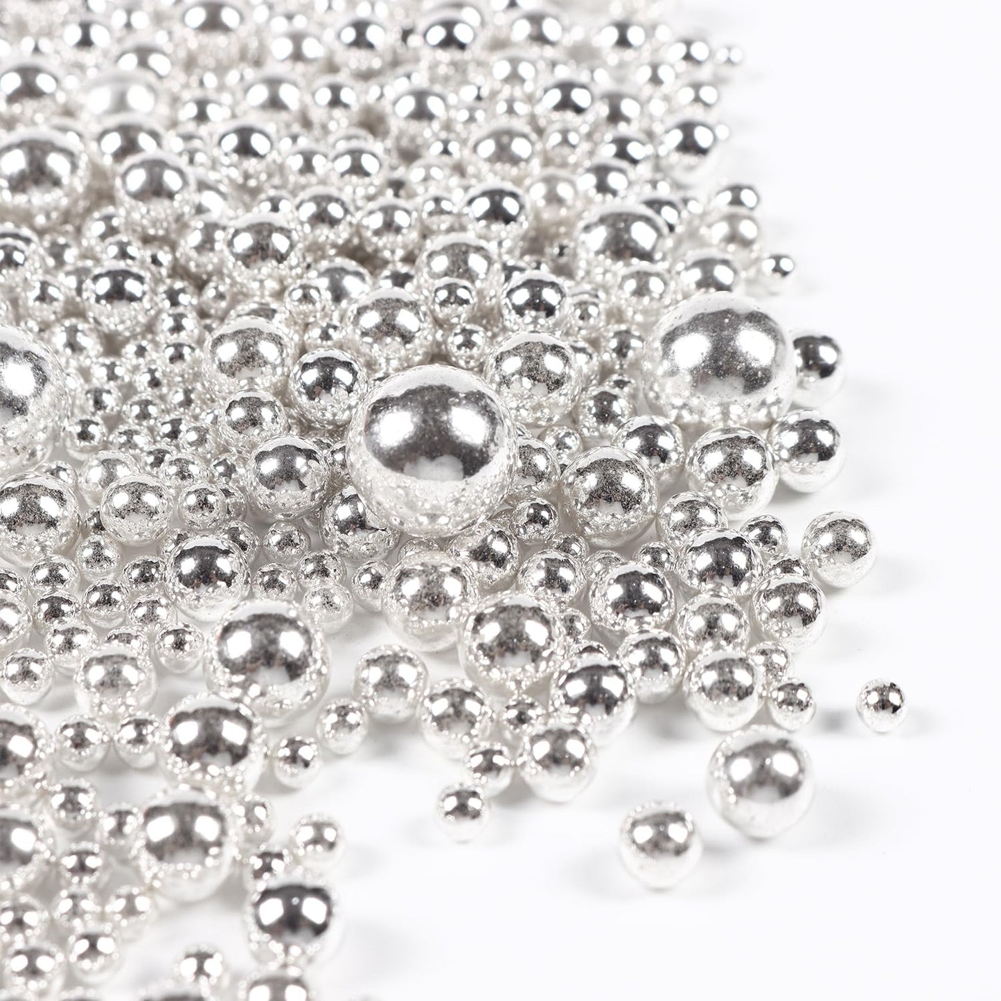 Pearls for Cake Decorating, Silver Pearl Sprinkles, Silver Metallic Sprinkles for Cake Decoration, Perfect for Cupcakes, Macaron, Cookies, Waffles, and Ice Cream Topping.120g(4.23oz)