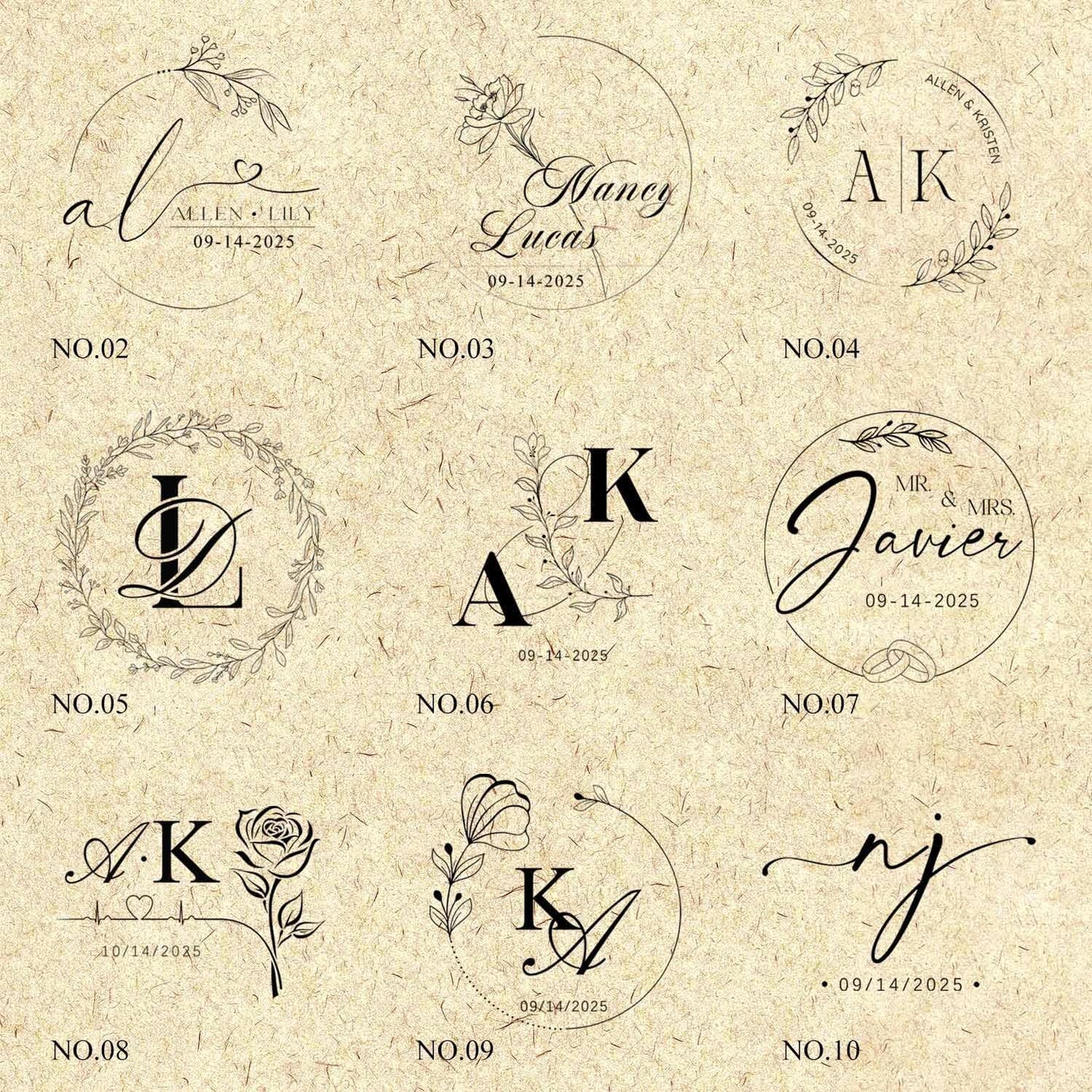 Wedding Embosser Custom - Embosser Stamp Custom for Card, Napkin, Invitation and Envelope, Personalized Wedding Stamp with Name, Initials and Logo - Wedding 04