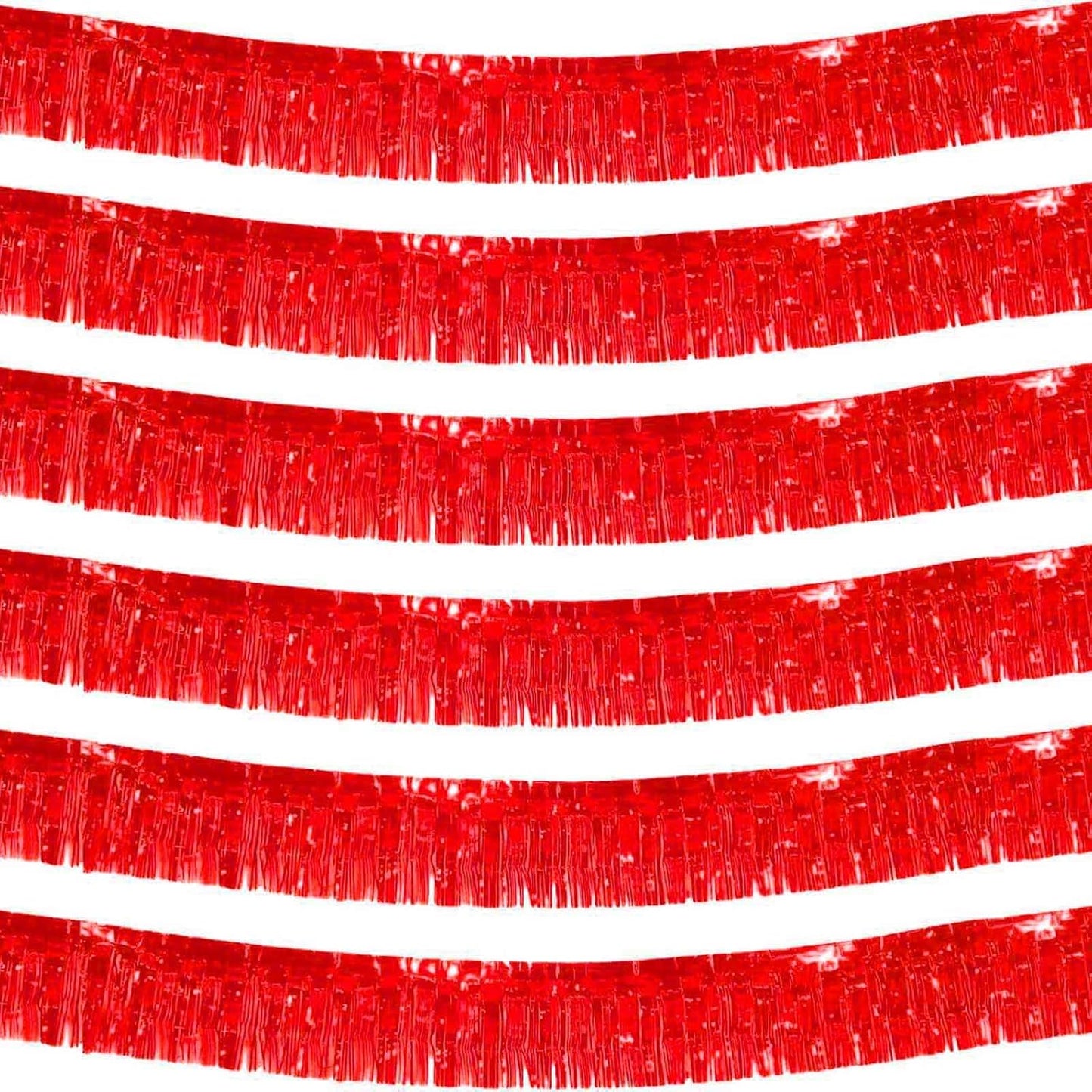 We Moment 6 Pack 10 Feet Red Foil Fringe Garland Streamers Metallic Tinsel Banner Wall Hanging Fringe Curtain Glitter Backdrop Banner for Parade Floats Birthday Bachelorette Red Party Decorations
