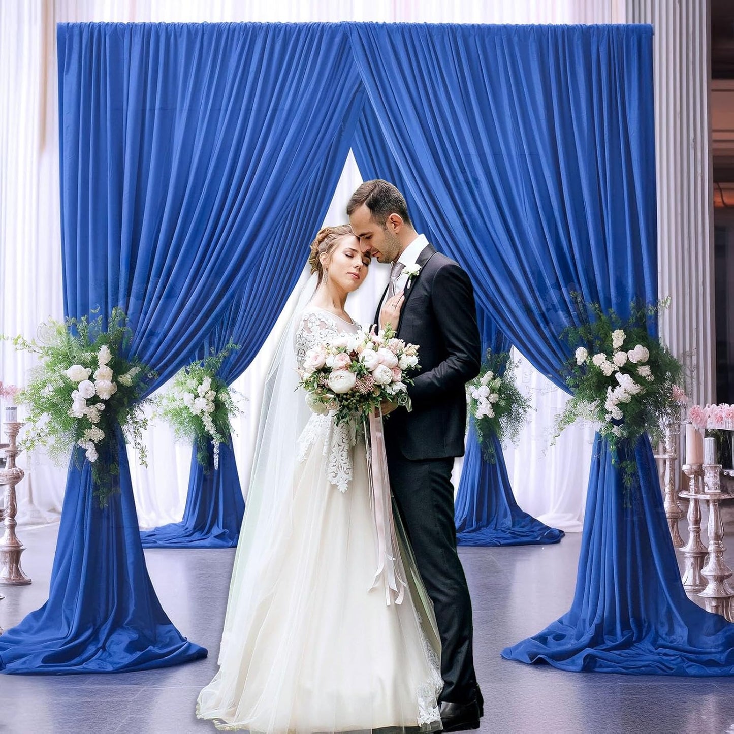 10 x 7 Feet Blue A Backdrop Curtain for Partie, Background Curtains for Photoshoot, Birthday, Wedding, Halloween, Thanksgiving, Christmas Day, New Year Party Decorations 5Ft x 7Ft, 2 Panels