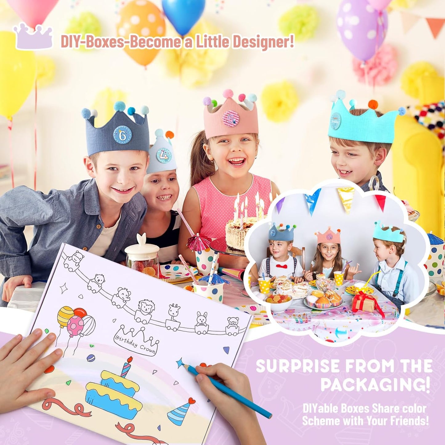 Reusable Birthday Crown with Numbers,Kids Birthday Hat Fabric Crown Pertain Kids Boy Toddler Girl Baby Bday Hats