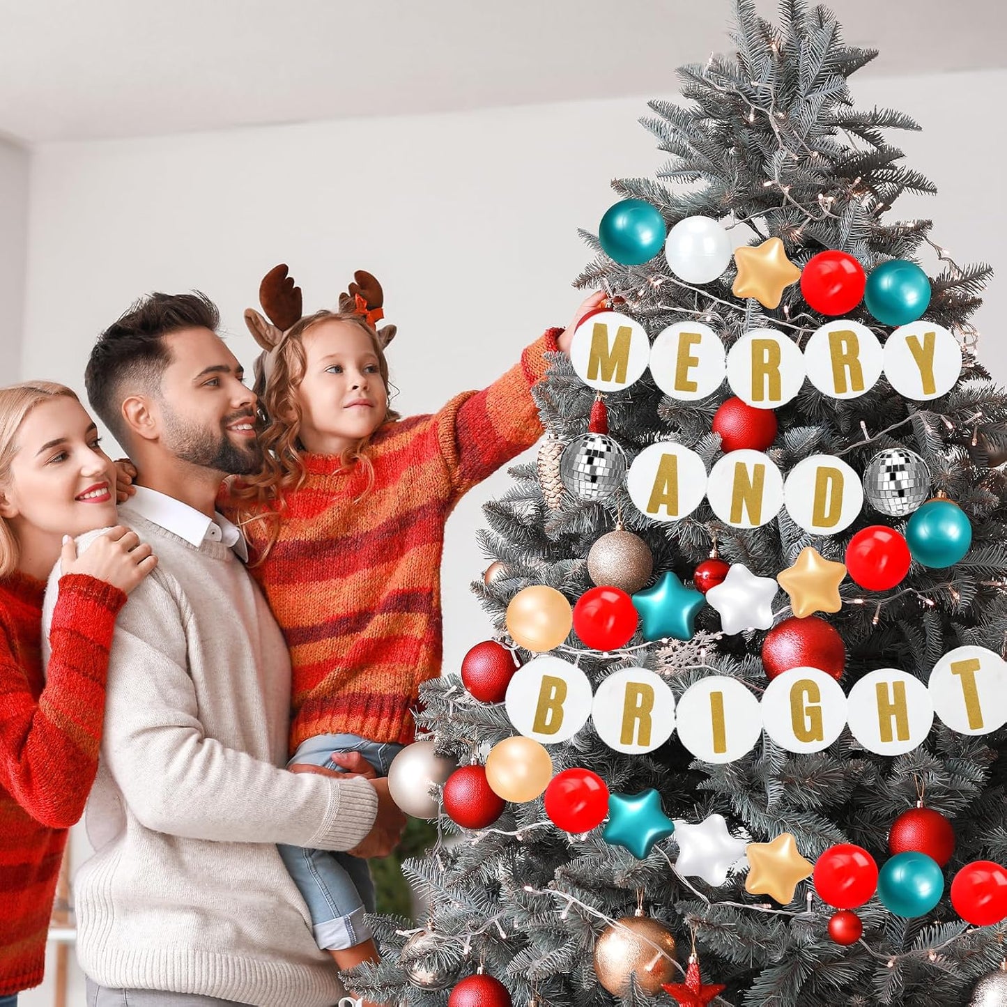 Giant Friendship Bracelet Garland Kit, DIY Birthday Banner with Letters Ball Jumbo Customizable Friendship Bracelet Decor for Halloween Christmas Wedding Party(Red, Green, White)