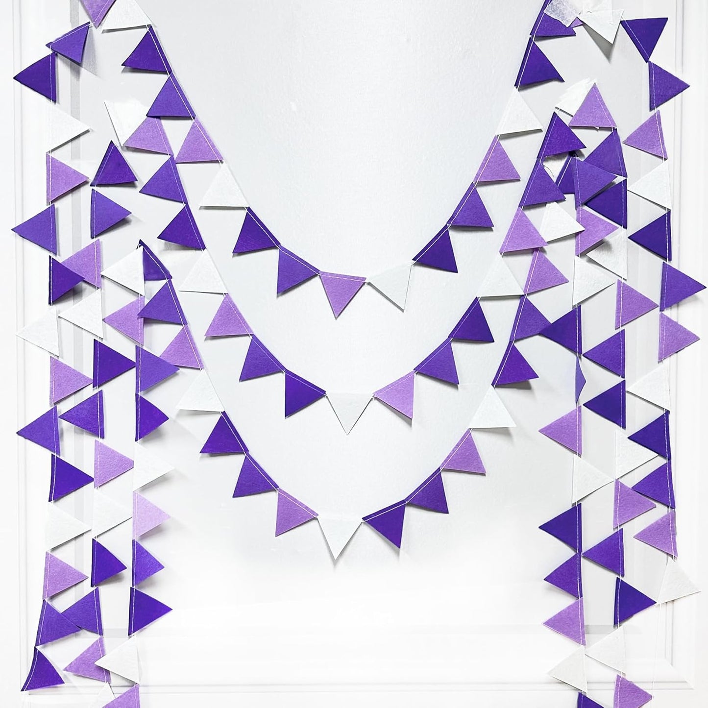 Purple Party Decorations Ombre Lavender Felt Hanging Triangle Mini Bunting Pennant Banner Flag for Birthday Wedding Baby Shower Bridal Shower Engagement Lilac Violet Party Classroom Nursery Decor