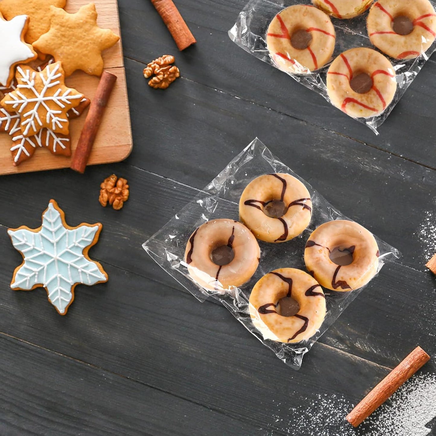 200 Pcs 4.5''x 4.5'' Clear Resealable Cello/Cellophane Good for Bakery,Adhesive Treat, Candle, Soap, Cookie Poly Bags