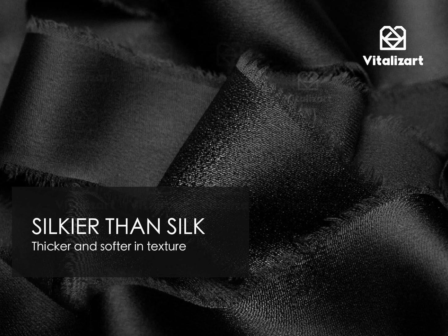 Vitalizart Silk Like Satin Ribbon 1 inch x 30 Yard Black Handmade Frayed Ribbons for Gift Wrapping Baby Shower Wedding Bridal Bouquets Holiday Decor