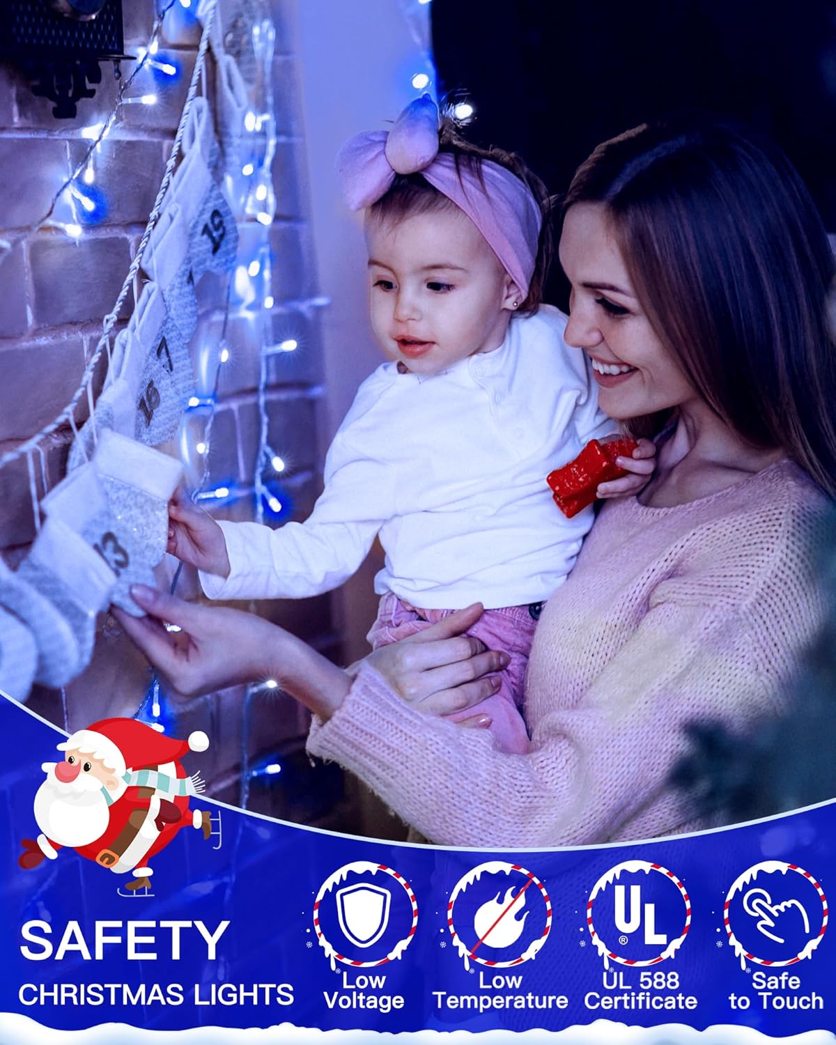 Christmas Lights Outdoor Waterproof, 196FT 600LED String Lights with Remote,8 Modes LED Lights Plug in Twinkle Fairy Light for Party Holiday Decor (Blue+White)