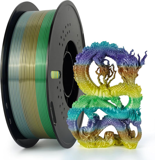 Kingroon Silk PLA Filament 1.75mm Rainbow Color Changing Filament 3D Printer Filament 1kg Dimensional Accuracy ±0.03mm,Fit Most 3D Printer(Forest)
