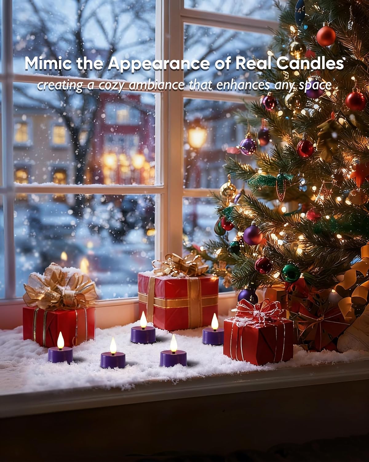 Amagic Flameless Purple Timer Remote Tealights Candles, 3D Black Wick Flickering Tea Light, 400+Hour Colored Votive Candles Battery Operated, Set of 12 for Party, Wedding Table, Halloween, Mardi Gras