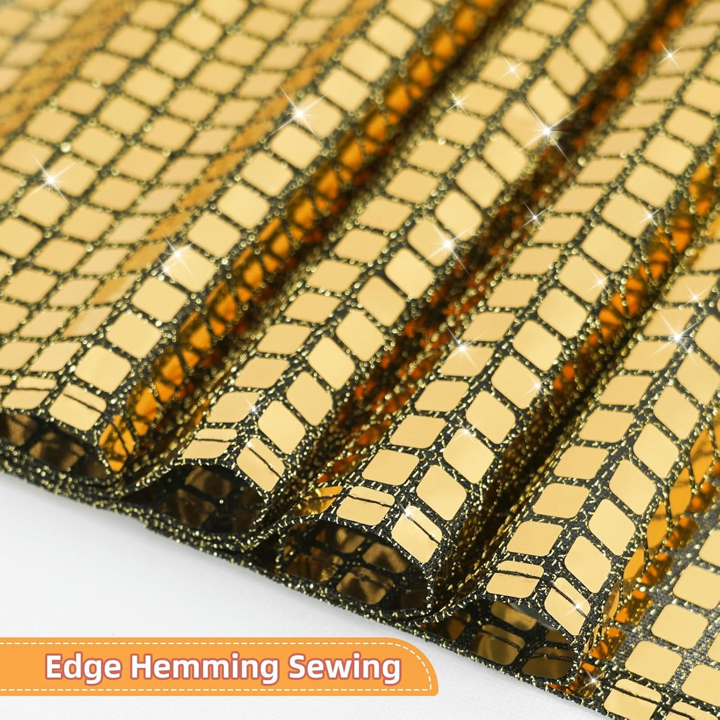 SquarePie Disco Table Runner Mirror Glitter Black and Gold Sequin Runner for 70s 80s Disco Dance Bachelorette Party Supplies Table Decorations (12x108 Inches ,2 Pack)