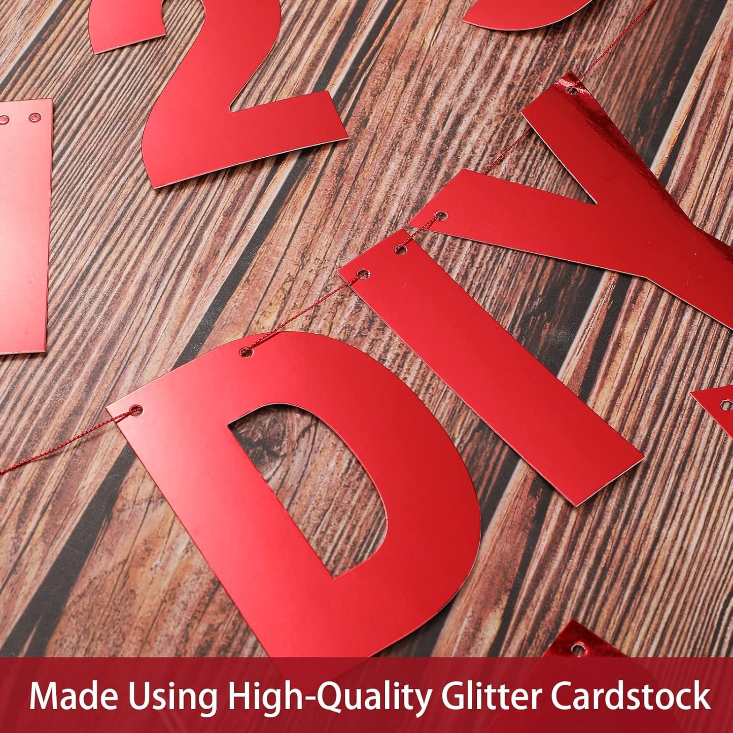 TaoBary 112 Pcs DIY Letter Kit Glitter Customizable Banner Letters Include 107 Letters and Numbers 3 Rope and 2 Needles for Birthday Halloween Christmas Wedding Valentine Party Decor(Bright Red)