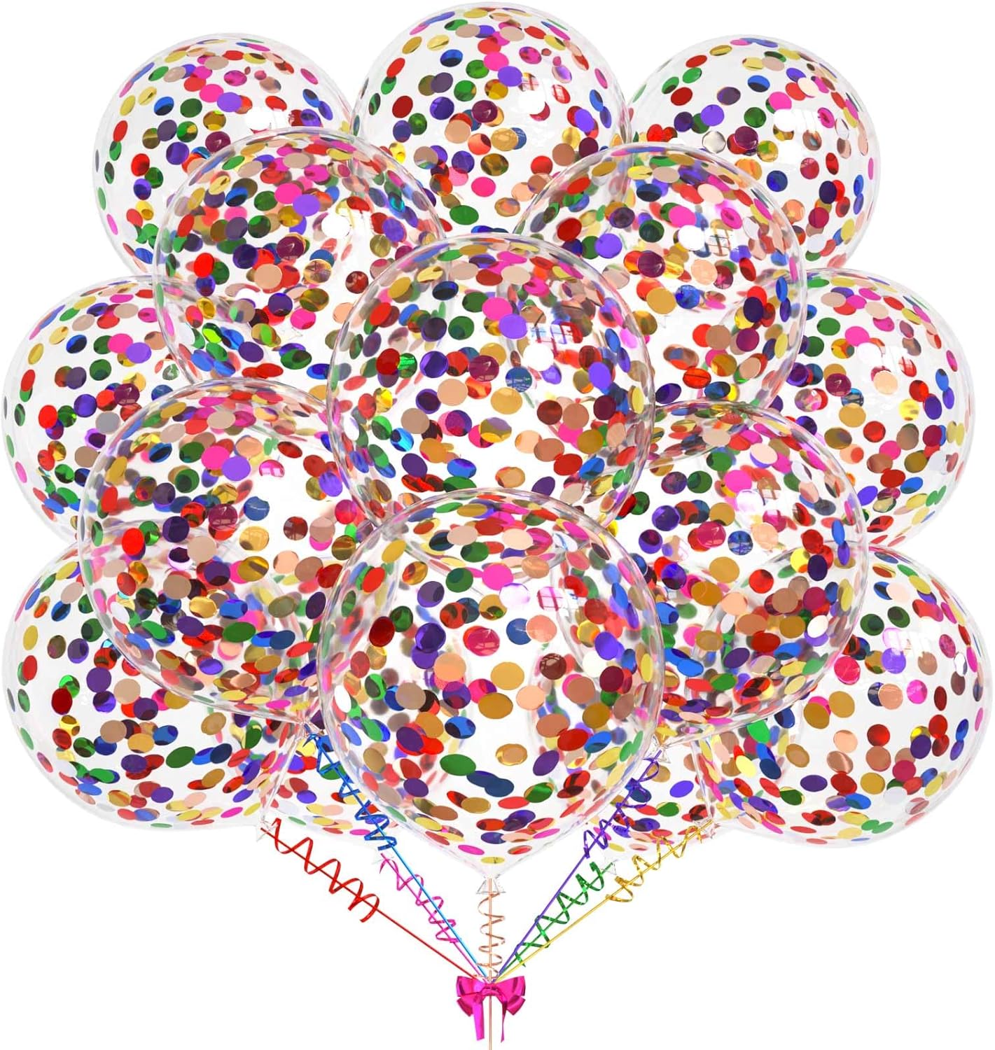 KALOR 50pcs Multicolor Foil Confetti Balloons,12 inch Latex Balloon with Rainbow Confetti Inside for Birthday Family Party Wedding Party Baby Shower Decoration Supplies