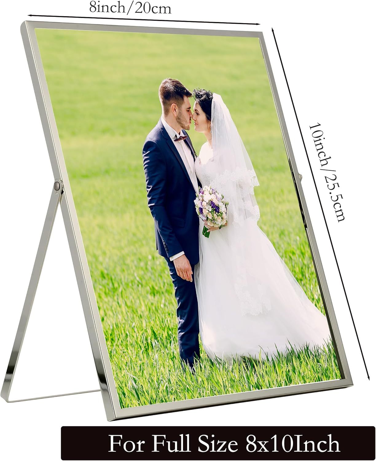 8x10''Floating Frame Silver Set of 2 For Photo Sizes 5x7,6X8,7x9'', for Desktop/Shelf Display Silver Plated Frame for Gift Choice of Wedding, Christmas,Birthady.