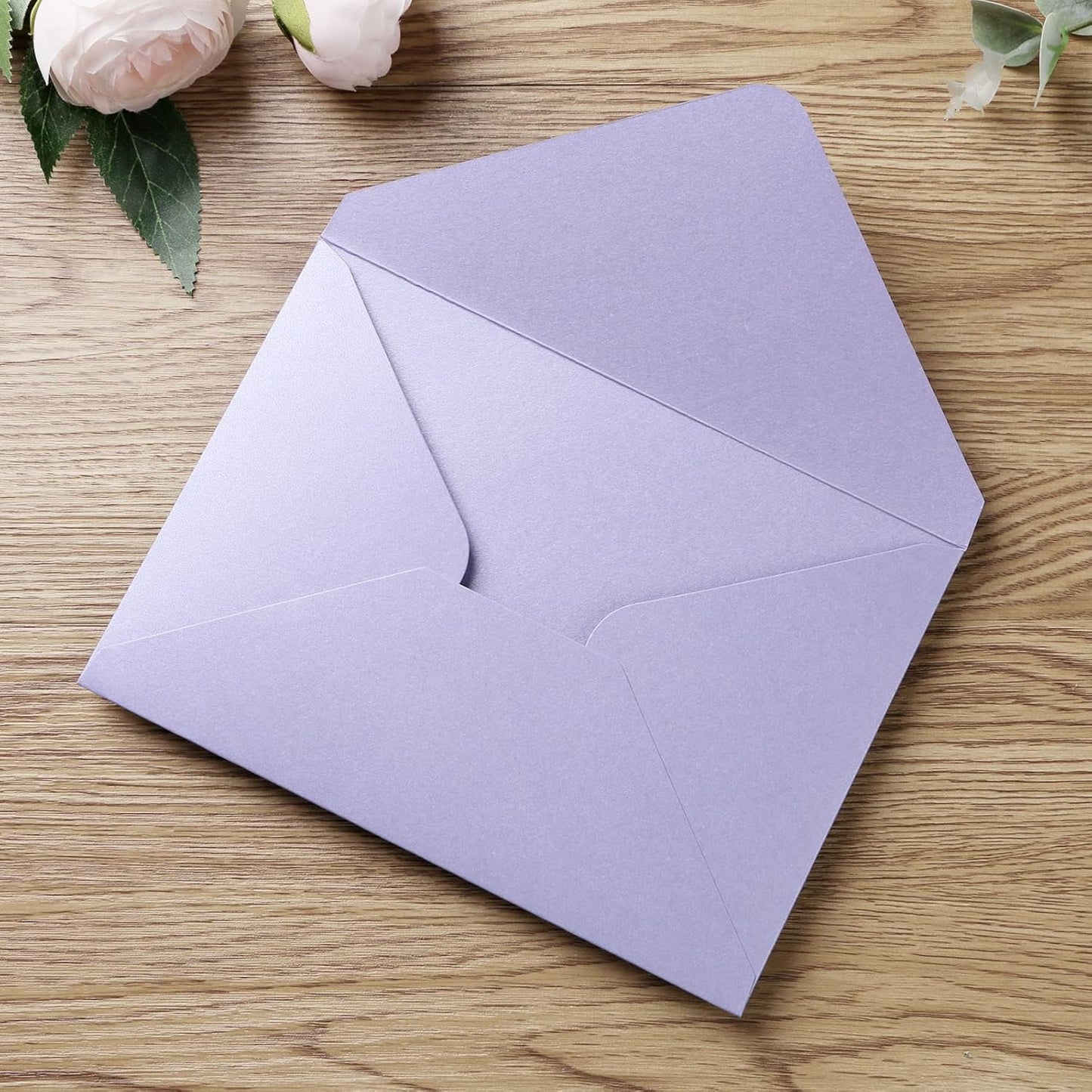 PONATIA 50 PCS/Pack Sparkle Lilac A7 Envelopes, 5.25 x 7.48'' Light Purple 5 x 7 Envelopes Perfect For Wedding Invitations Cards, Christmas Gift Cards, Acrylic Invitations, Photos