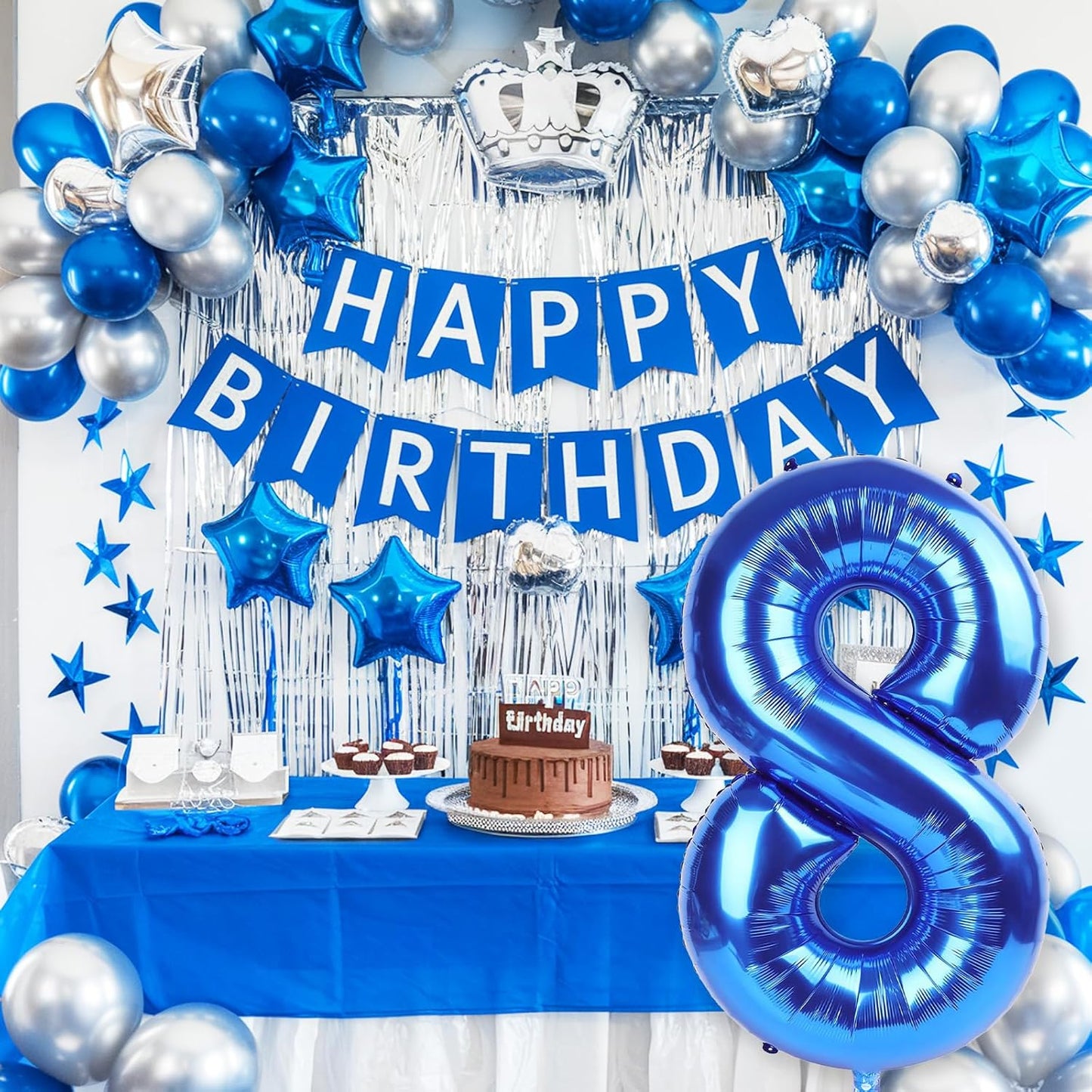 40 Inch Balloon Number 8 Navy Blue, Large Dark Royal Blue Foil Number 8 Balloons Set 0-9 for Men, Self Inflating Digital 8 Helium Balloons for Boys Birthday Anniversary Baby Shower Party Decorations