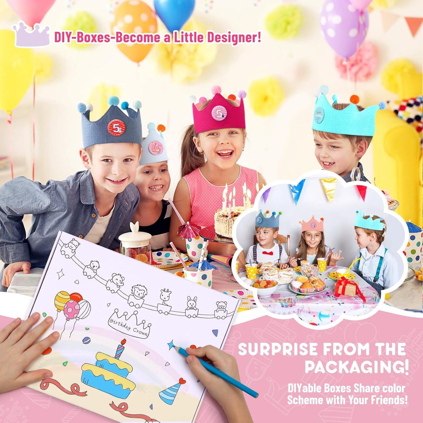 Reusable Birthday Crown with Numbers,Kids Birthday Hat Fabric Crown Pertain Kids Boy Toddler Girl Baby Bday Hats