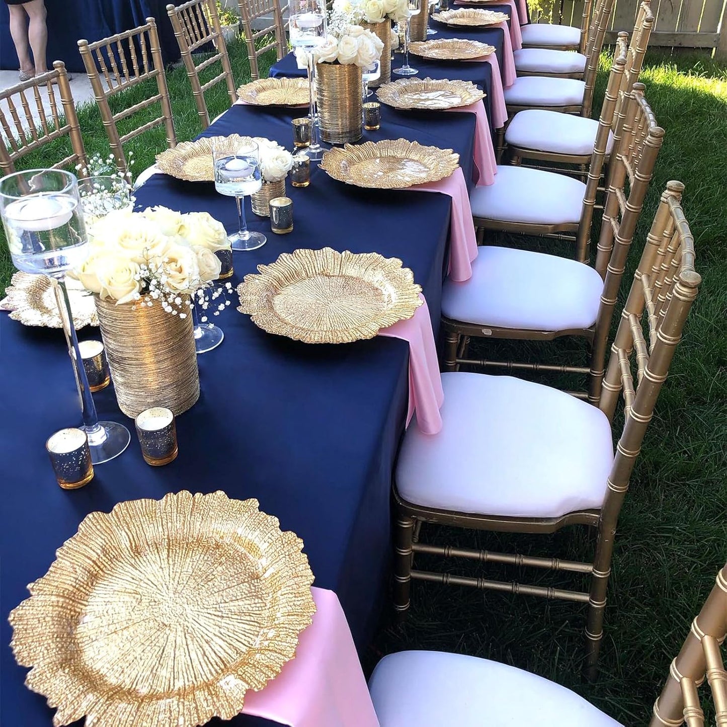 8 Pack Navy Blue Tablecloth 60 x 102 Inch Rectangular Tablecloths for 6 Foot Rectangle Tables, Wrinkle Resistant Blue Table Cloth Washable Polyester Fabric Table Covers for Party Wedding Banquet