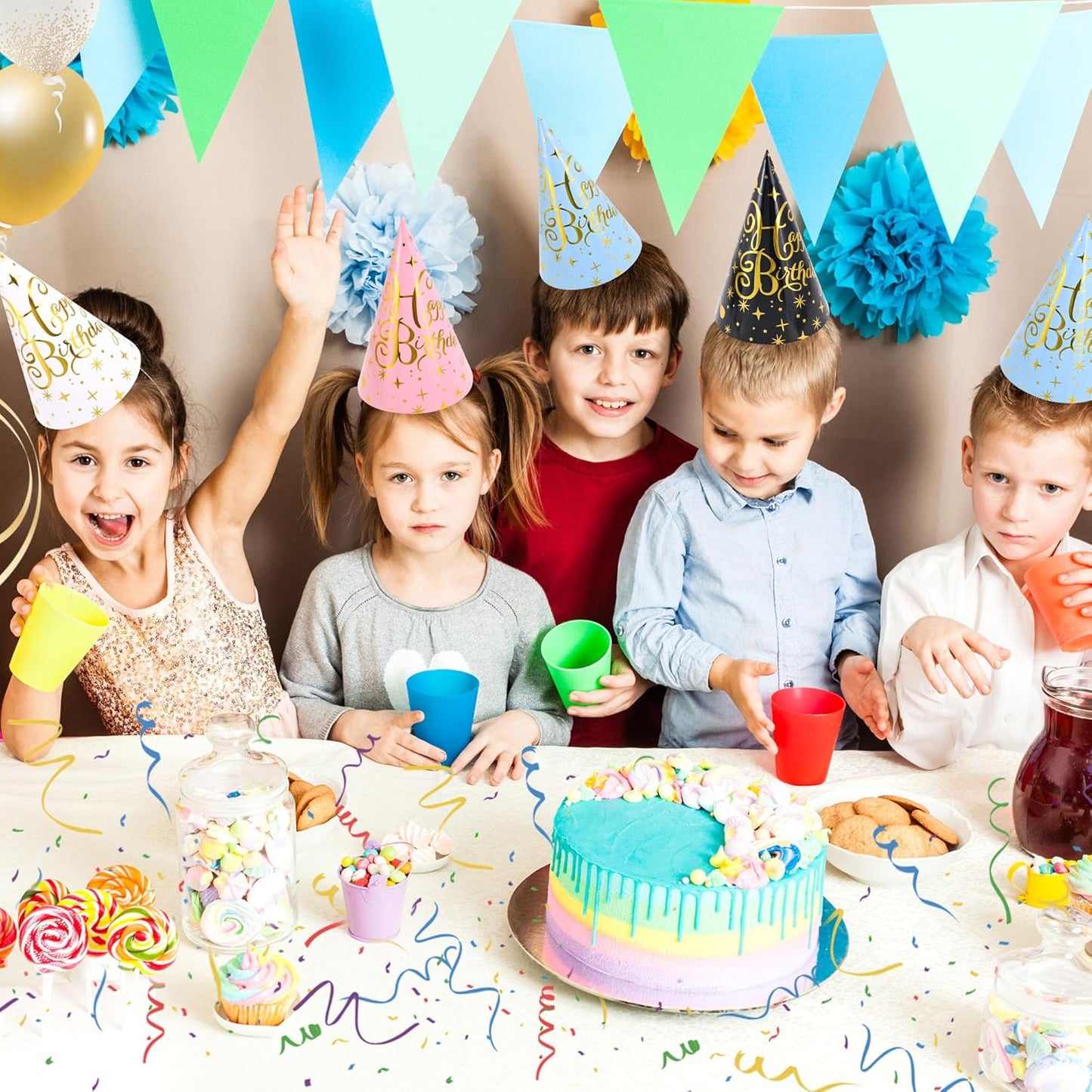 CANREVEL Party Hats for Kids and Adults, Party Headwear, Happy Birthday Hats, Birthday Party Decorations