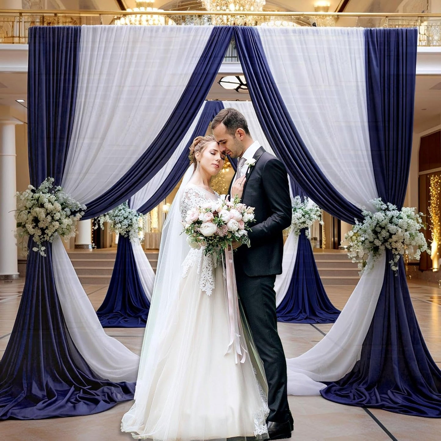 10 x 7 Feet Navy Blue Backdrop Curtain for Partie, Background Curtains for Photoshoot, Birthday, Wedding, Halloween, Thanksgiving, Christmas Day, New Year Party Decorations 5Ft x 7Ft, 2 Panels