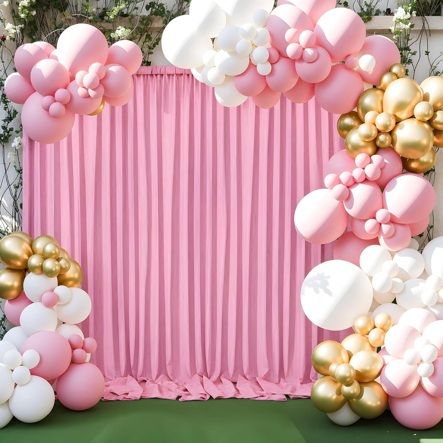 10ft x 10ft Thick Pink Backdrop Curtains for Parties, 2 Panels 5ft x 10ft Non See Through Pink Polyester Wedding Drapes Photo Backdrop for Birthday Party Graudation Photography Home Decor